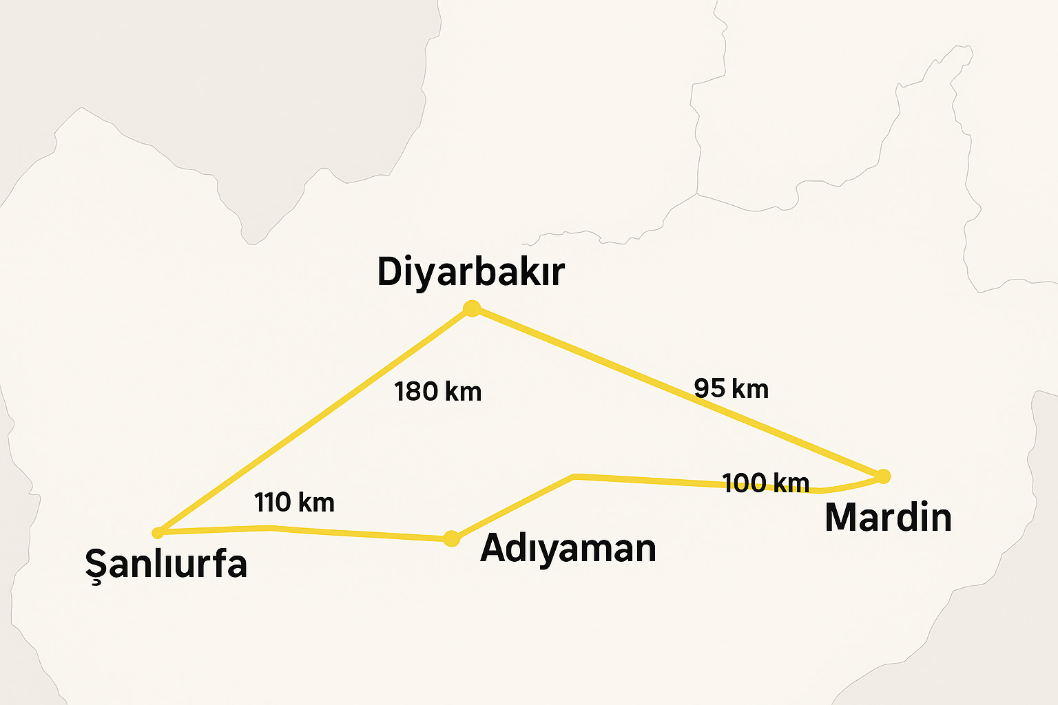 Şanlıurfa – Diyarbakır – Mardin – Adıyaman Arası Kaç Km?